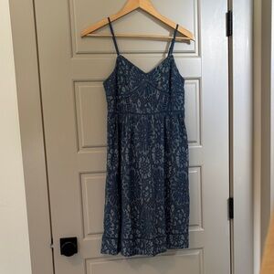 LOFT Navy Floral Lace Mini Dress